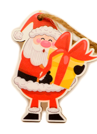 Ялинкова іграшка дід мороз дерев'яна новорічна ялинкова іграшка прикраса на ялинку з дерева1 фото