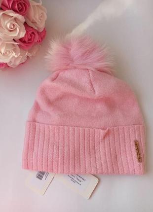 Женская ангоровая шапка с помпоном leks аида розовая