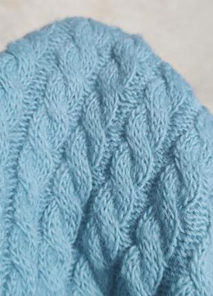 Мятный вязаный свитер, кофта с хомутом3 фото