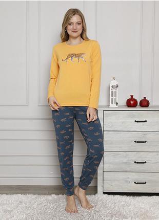Пижама женская с штанами леопард 9056
