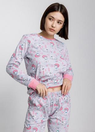 Пижама женская с штанами лисички 90535 фото