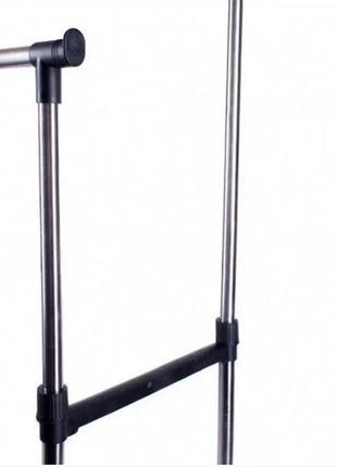 Универсальная прочная двойная напольная передвижная стойка для одежды double-pole 80064 фото