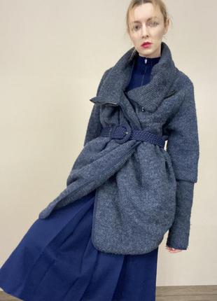 80% шерсть. удлинённый кардиган пальто вязаное