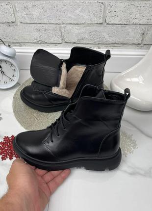 36-41 рр деми/зима ботинки черные на низком ходу натуральная кожа/замша
