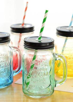 Набор из 4 стеклянных банок mason jar colors2 фото