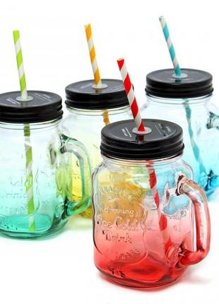 Набір з 4 скляних банок mason jar colors