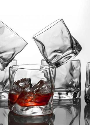 Оригинальные стакан для виски old fashion wave 250 мл, прозрачное стекло5 фото