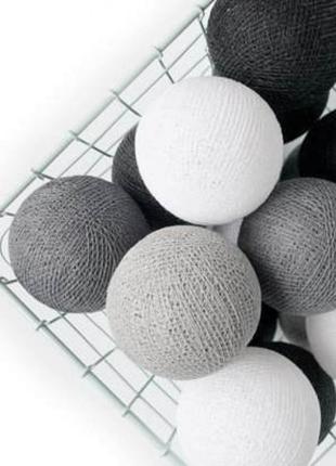 Гирлянда тайские шарики-фонарики cbl black&grey 20 шариков, 3.7 м