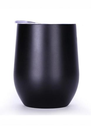 Металлический термо стакан черный, с крышкой, 350 мл5 фото