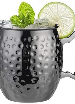 Металева барна гуртка "moscow mule" 550 мл, чорна