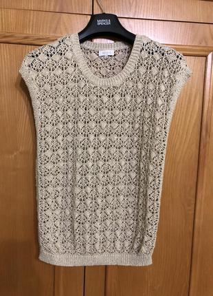 В'язаний ажурний пуловер без рукавів, люрекс bel&bo6 фото