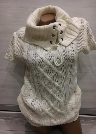 Классный свитер-жилетка-туника 3в1 крупная вязка2 фото