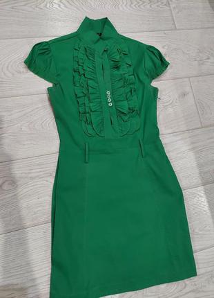 Красиве смарагдове плаття з жабо 42 розмір4 фото