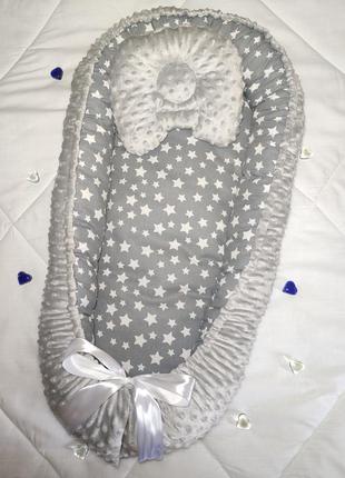 Кокон гнёздышко позиционер с ортопедической подушкой для новорождённых1 фото