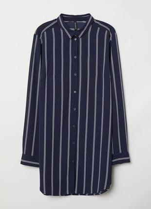 Удлиненная блуза рубашка в полоску zara
