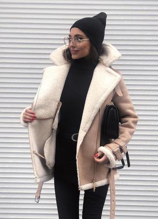 Дубленка авиатор замш беж 3