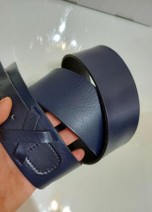 Итальянский кожаный широкий (5 см) женский синий ремень, пояс7 фото