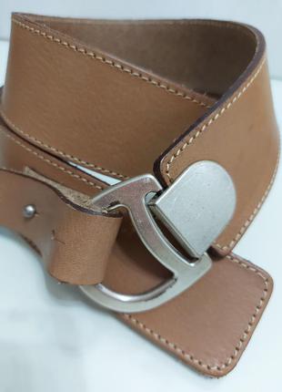 Итальянский кожаный широкий (5 см) женский коричневый ремень, пояс4 фото