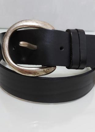 Итальянский кожаный широкий (4 см) женский черный ремень, пояс