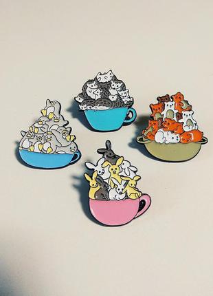 Пін значок значки брошка брошка тварини малюки в посуді пінгвін заєць хом'як їжачок