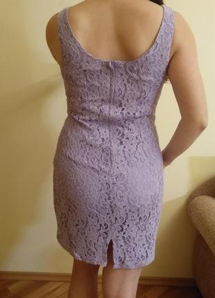 Женственное  гипюровое платья красивого сиреневого цвета по фигуре мини размер 12/40/m/l винтаж8 фото