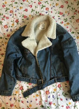 Куртка-косуха джинсовці з теплою підкладкою pull and bear