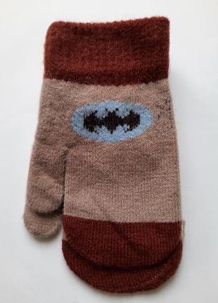 Рукавиці дитячі вовняні подвійні зі значками супергероїв