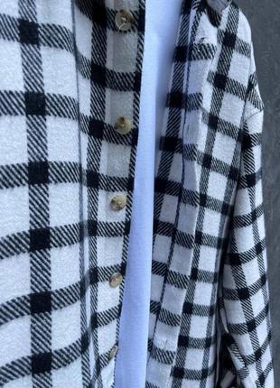 Чоловіча тепла байкова кашемірова сорочка в клітку2 фото