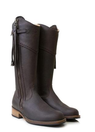 Шикарні високі шкіряні чоботи mustang - mid calf boot - brown