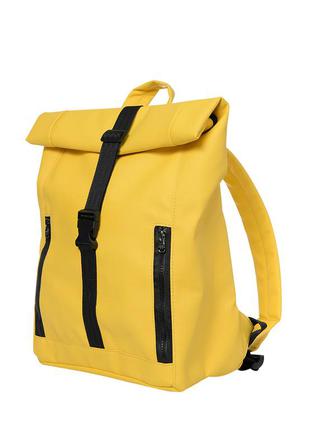 Большой яркий желтый рюкзак ролл топ для девушки вместительный и практичный3 фото