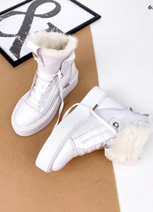Зимние ботиночки, белые, натуральная кожа