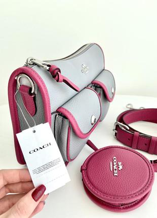 Coach pennie crossbody with coin case жіноча шкіряна брендова сумочка кросбоді crossbody messenger сумка коуч коач подарунок дівчині дружині7 фото