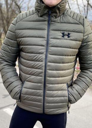 Зимова чоловіча куртка пуховик з капюшоном under armour1 фото