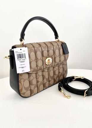 Coach marlie top handle satchel in signature canvas with quilting оригинал женская сумочка сумка жіноча подарок3 фото