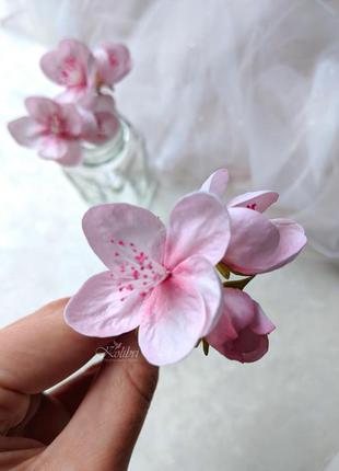 Шпильки для волосся з квітами ручної роботи4 фото