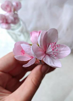 Шпильки для волосся з квітами ручної роботи3 фото