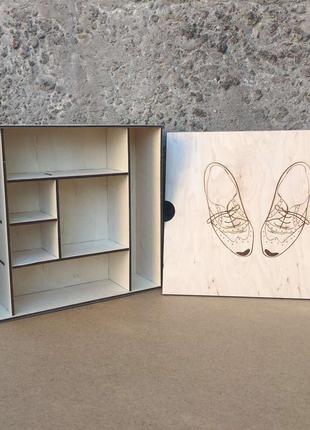 Коробка органайзер для обувных щеток ,кремов и обувной косметики 36х32х10 см.