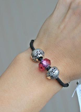 Серебряный браслет хартов 9034 кожа swarovski 21,5 см