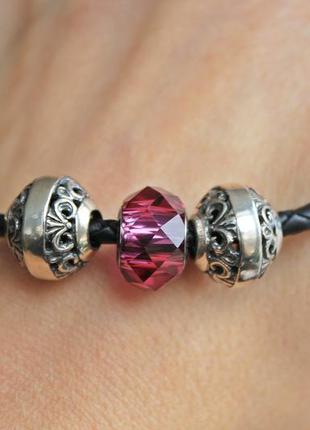 Серебряный браслет хартов 9034 кожа swarovski 21,5 см