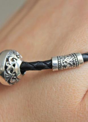 Серебряный браслет хартов 9034 кожа swarovski 21,5 см