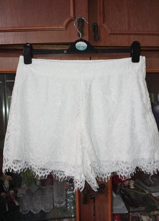 Шорты  ажурные uk 16 white lace shorts2 фото