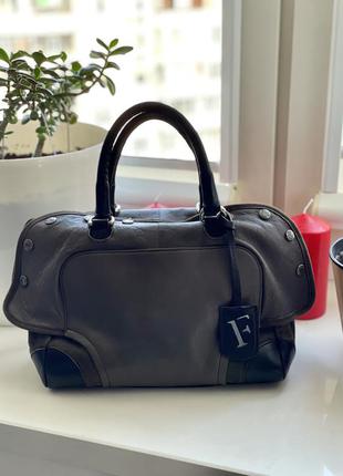 Сумка furla шкіряна сіра містка