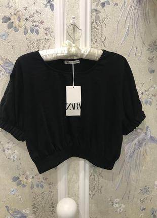 Чорна коротка блуза/чорний топ zara