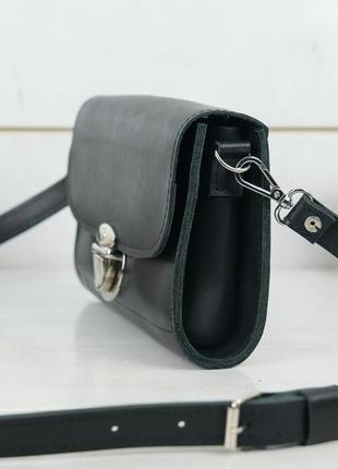 Кожаная черная женская сумка через плечо ручной работы2 фото