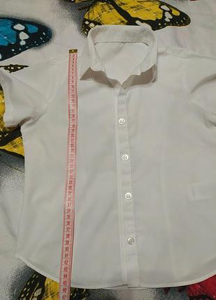 Белая рубашка короткий рукав на мальчика 4-7 лет3 фото
