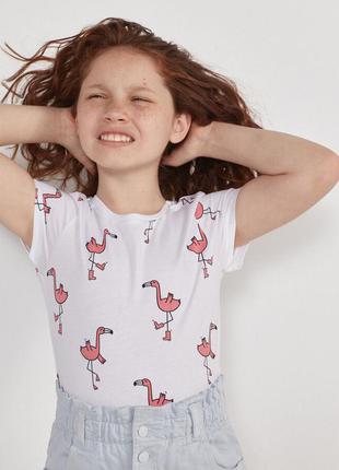 Хлопковая футболка с узором фламинго reserved
