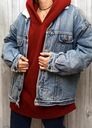 Джинсова куртка на хутрі шерпа lee oversize