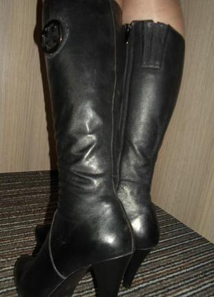 Женские демисезонные кожаные сапоги на каблуке 38 размер4 фото