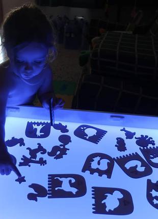 Детский световой стол-песочница noofik модель standart с 2 карманами7 фото