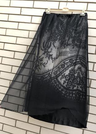 Стильная,атласная юбка а-силуэт с фатином,фурнитура riri,9 фото